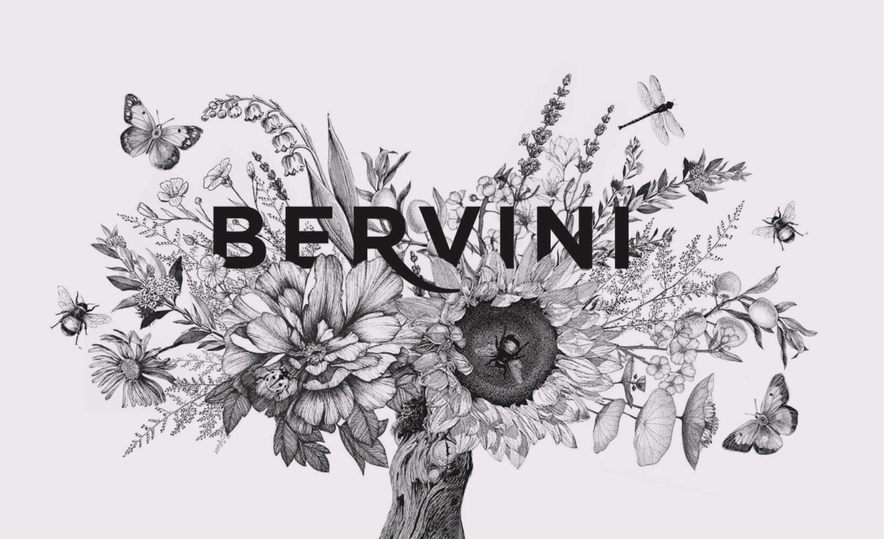 Floral illustration with Bervini branding